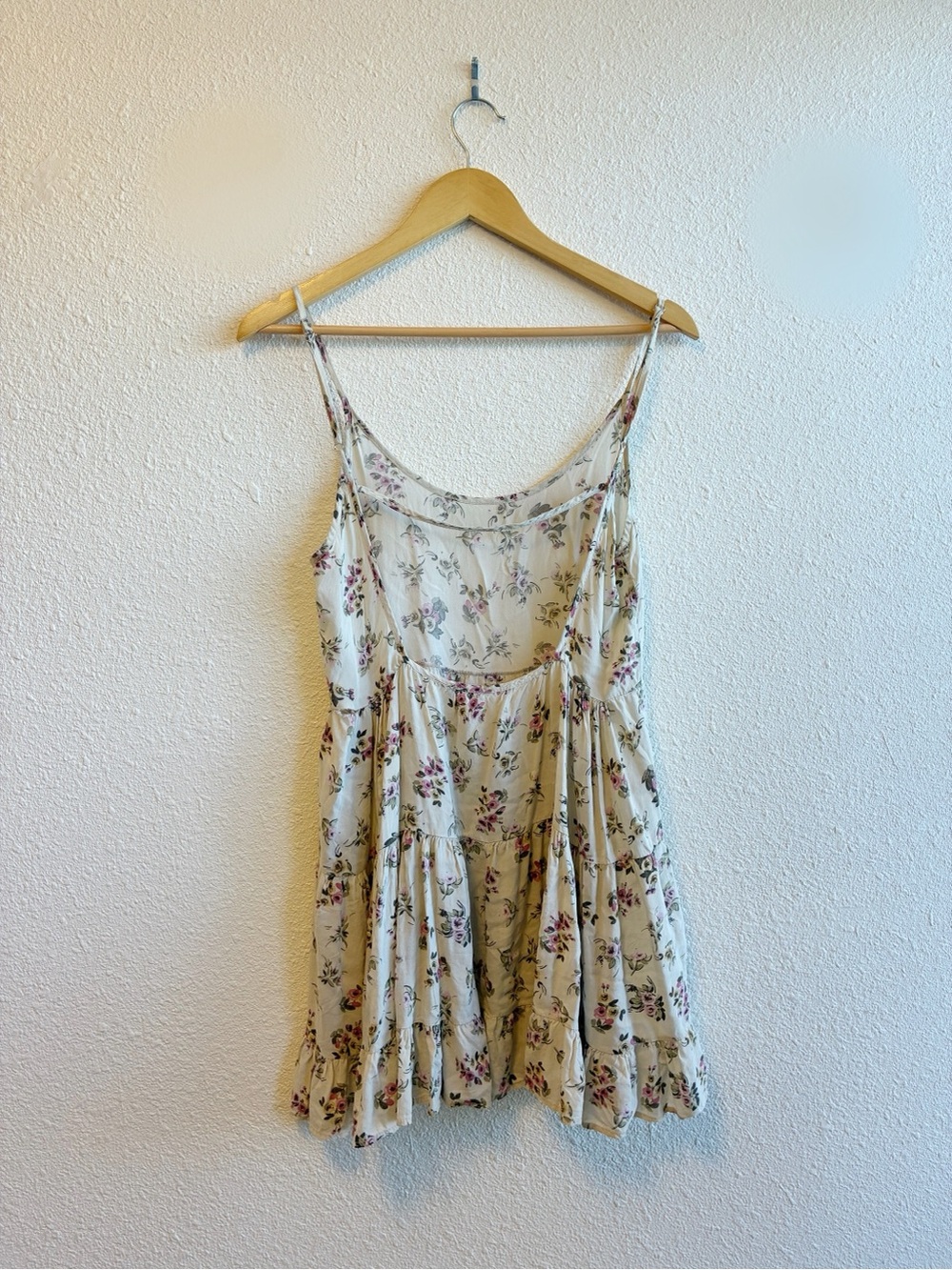 Brandy Melville Cream Floral Tiered top with Pink Accents